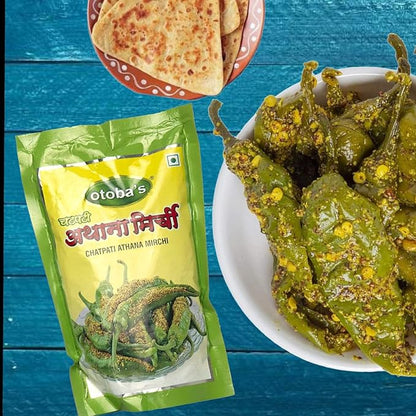 Rajasthani Marwadi Athana Mirchi , oil free green chilli pickle