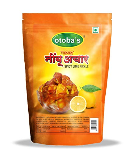 Otoba's Chatpata Spicy Lime Pickle (200g) | Handmade Stuffed Nimbu ka Achar | Sweet & Tangy Lemon Pickle | Authentic Rajasthani Condiment