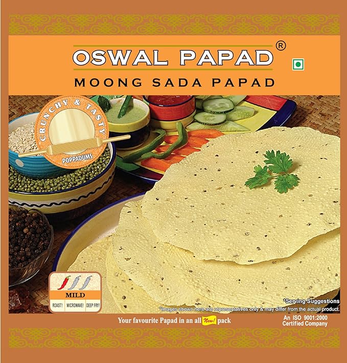 OSWAL PAPAD 400GMS | Moong Dal Special | (Rajasthani Flavor, Medium Spicy, Handmade), - otoba's foods 