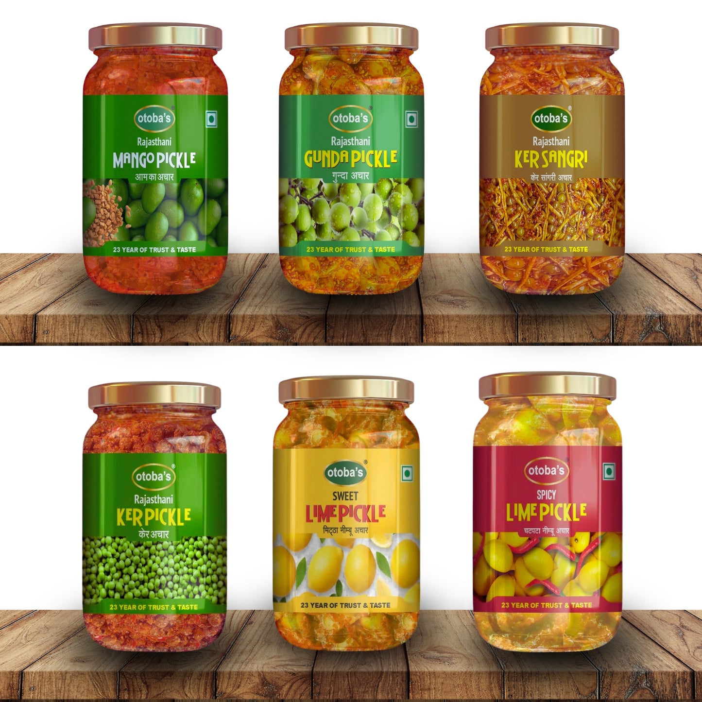 Rajasthani Homemade Pickle Combo of 6 400g Jar - otoba's foods 