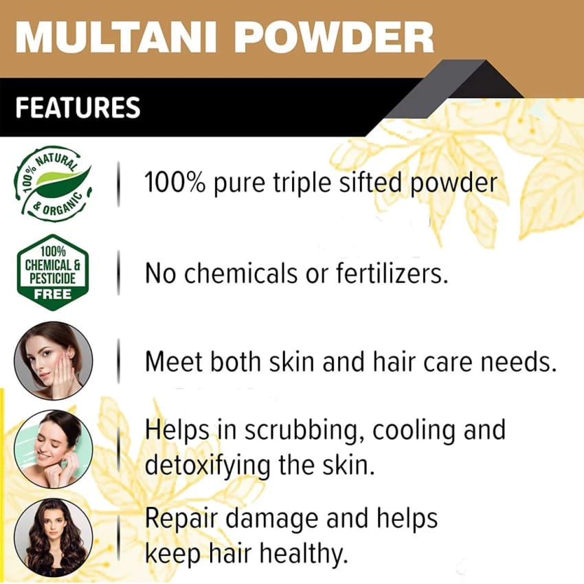 Otoba's Multani Mitti Powder 100G, For Face Pack, Hair Pack, Pure Fuller's Earth For Soft and Glowing Skin