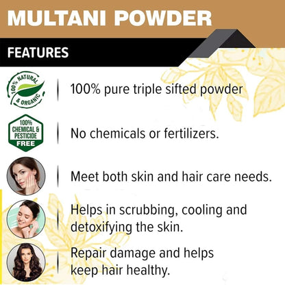 Otoba's Multani Mitti Powder 100G, For Face Pack, Hair Pack, Pure Fuller's Earth For Soft and Glowing Skin